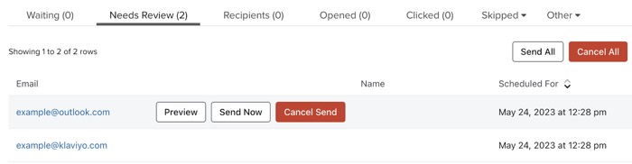Die Schaltfläche Abbrechen, die du findest, wenn du die Nachrichten in der Aktivitätswarteschlange für eine Nachricht ansiehst.