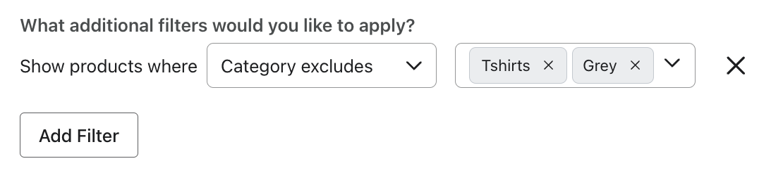 Exclude items in Tshrt or Grey categories