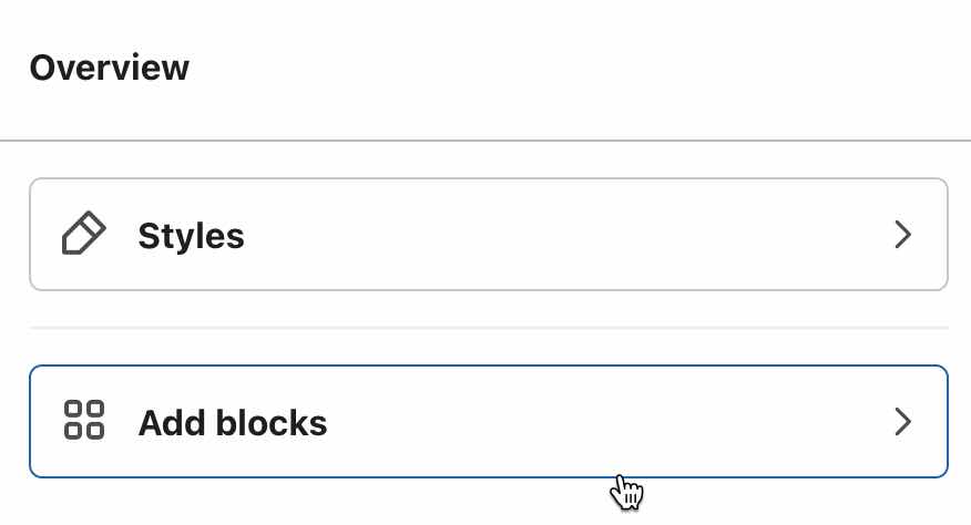 Add blocks to preference page