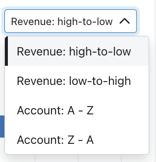 Options for sorting attributed revenue