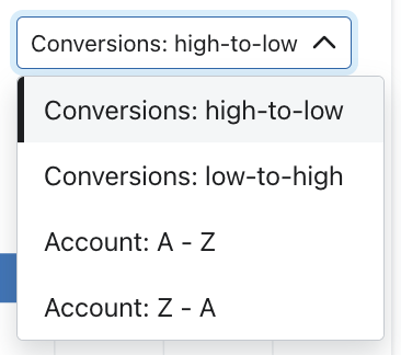 Options for sorting conversions