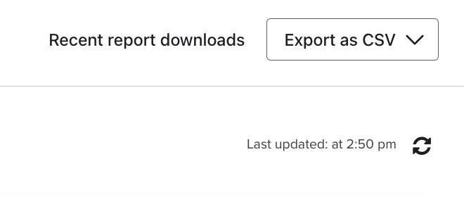 Home tab, showing the Recent report downloads button