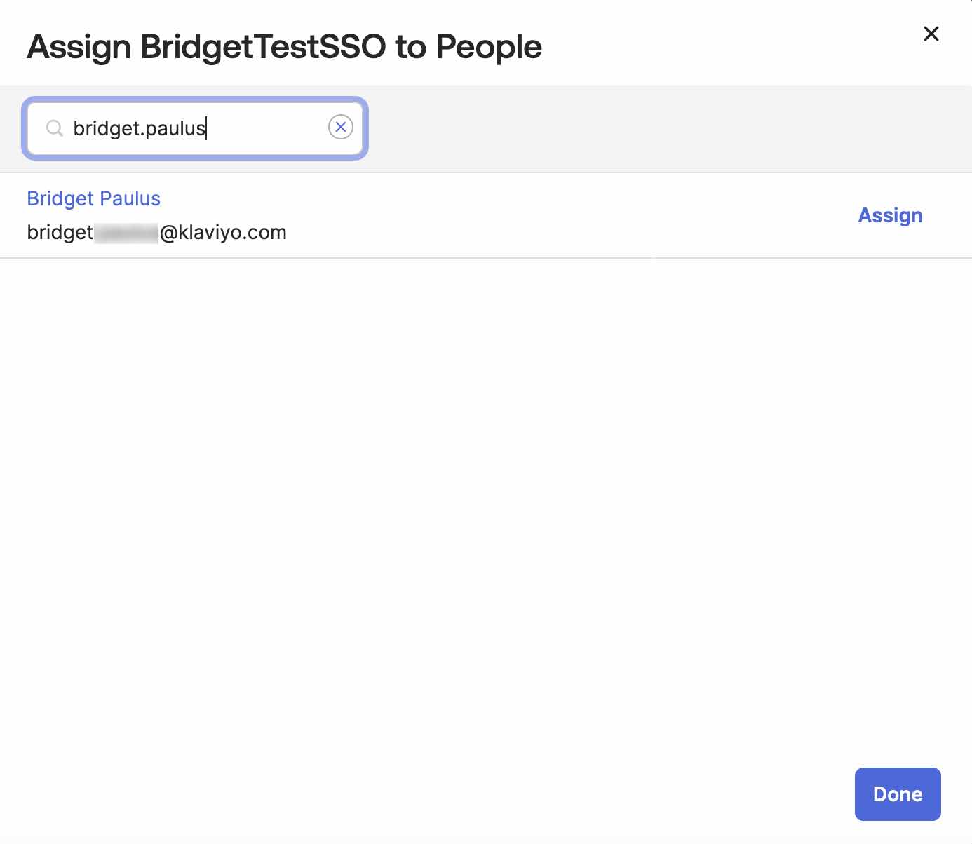 Esempio di assegnazione di un utente tramite l'opzione Persone