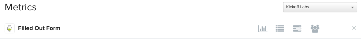 Metrics section in Klaviyo showing Filled Out Form metric