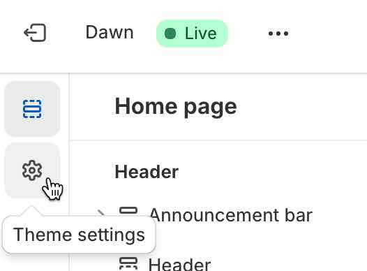 theme settings button