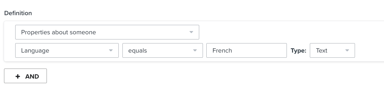 Condição do segmento quando a preferência de idioma de alguém é o francês.