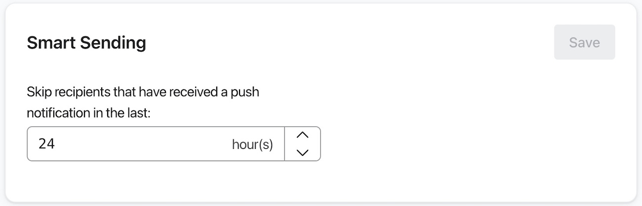 Smart sending page with 24 hours selected