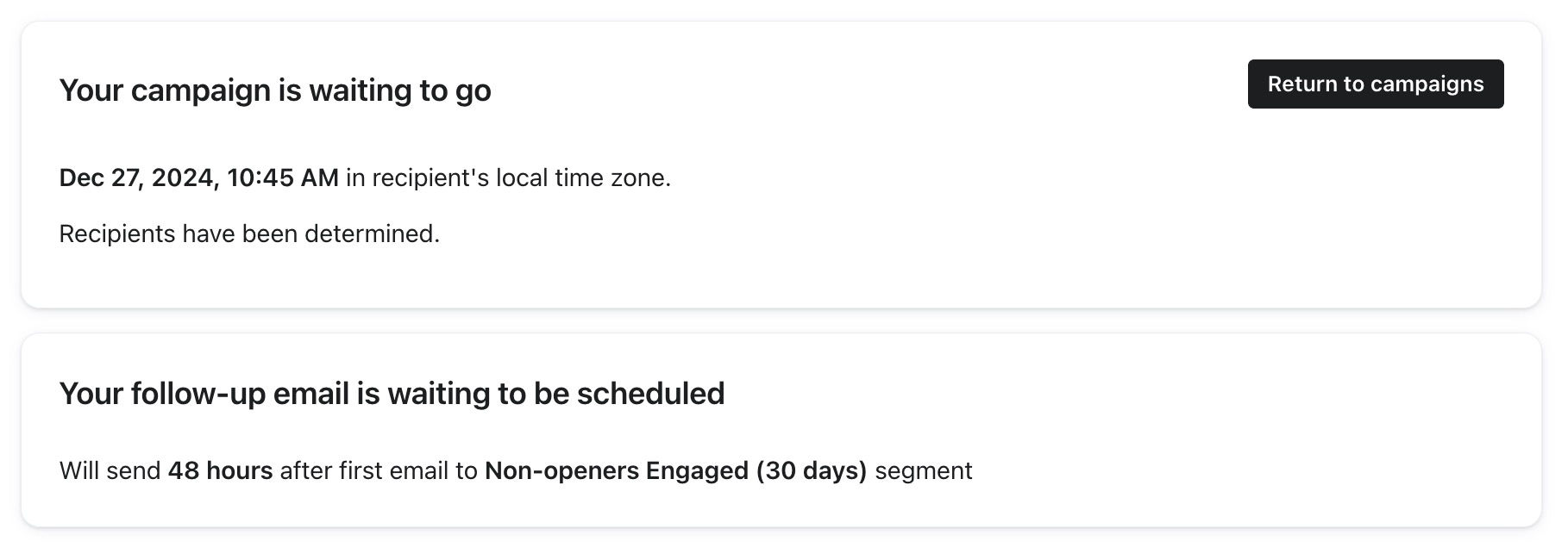 Viewing the original and follow-up email next to each other