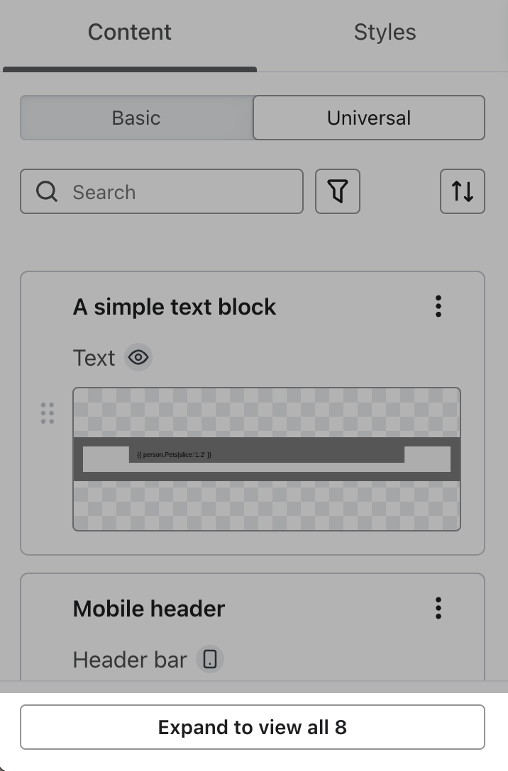 The Expand to view more button