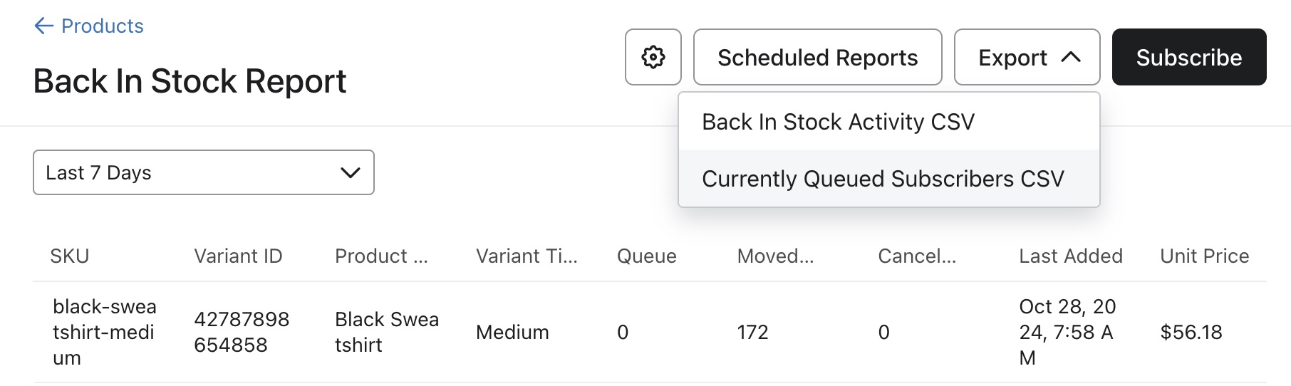 Export currently queued subscribers