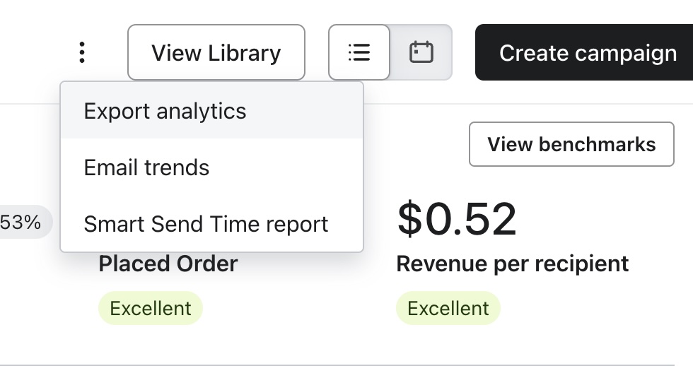 Export campaign analytics option