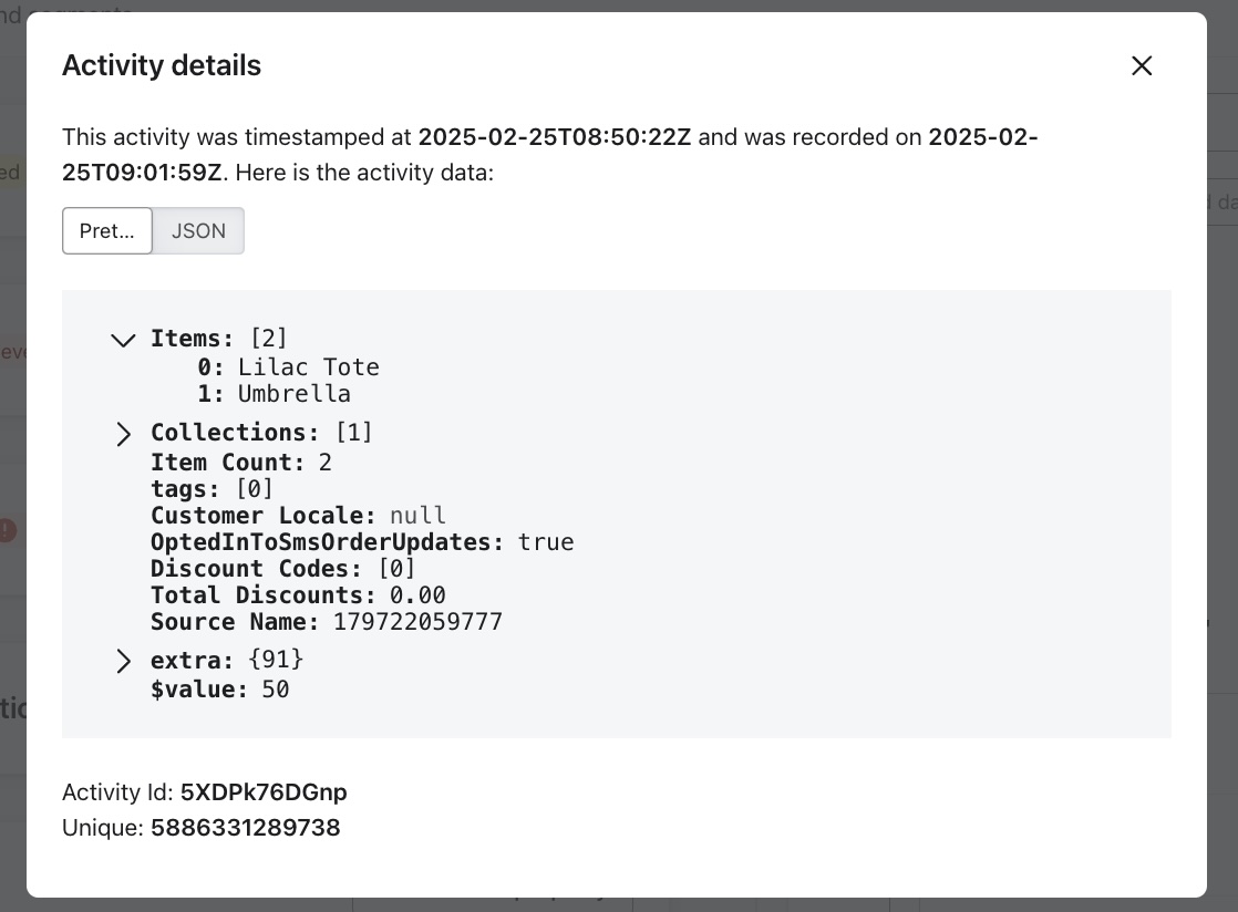 List data type being used in event data