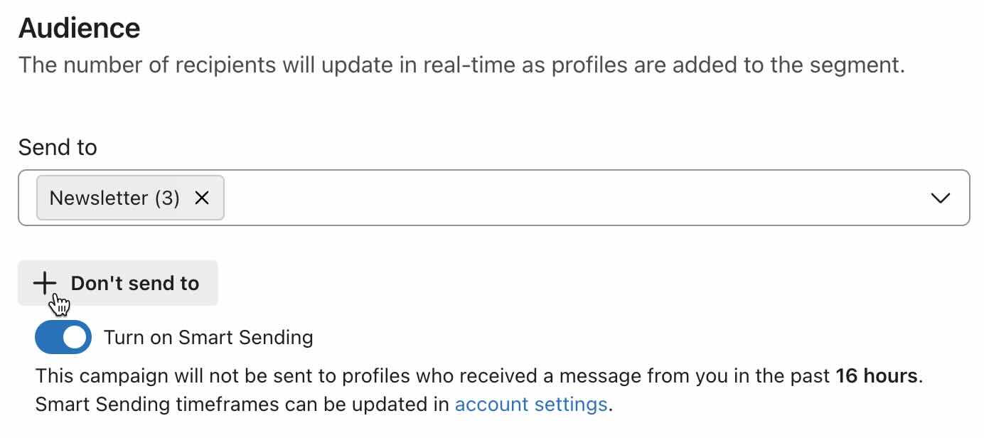 Non inviare al pulsante nella creazione guidata della campagna