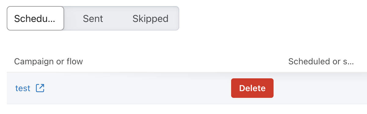 Hovering over a scheduled personal message