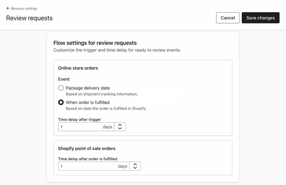 Review request flow settings