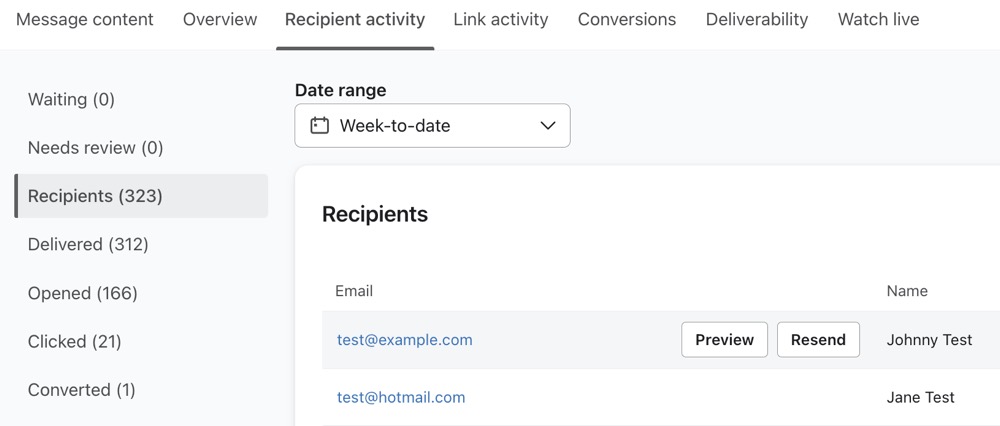 You can view the resent message in the Recipients tab.