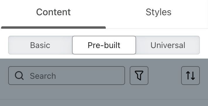 La scheda predefinito del menu Contenuto nell'editor di e-mail.
