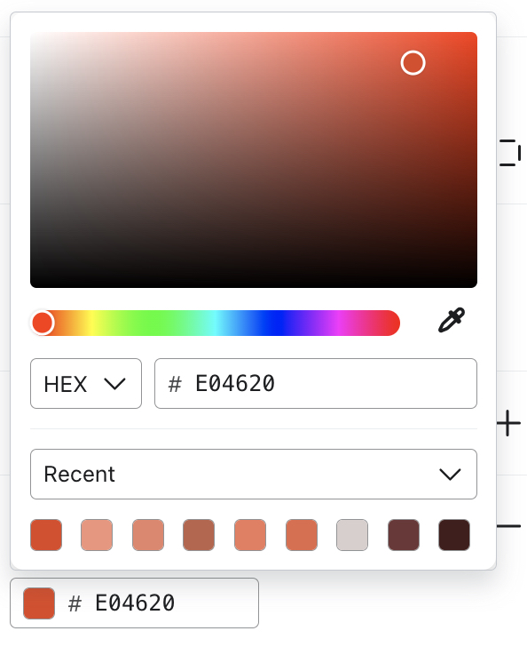 O seletor de cores de um bloco no editor de modelos de e-mail.