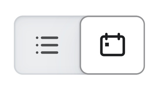 Toggle switch interface showing the calendar view option selected
