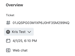 Il menu Panoramica mostra i dettagli di un ticket in arrivo, compreso l'assegnatario attuale.