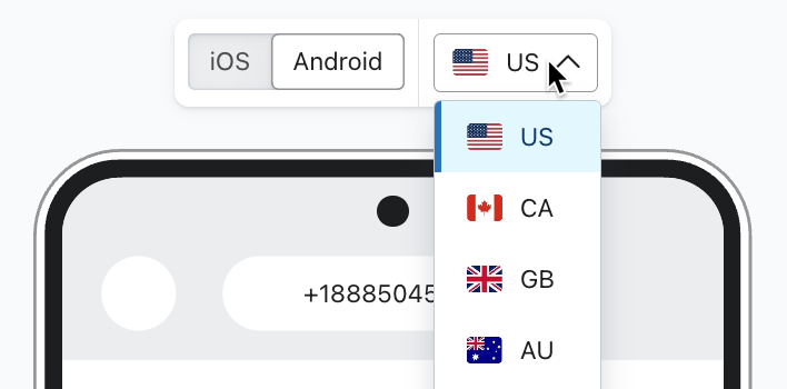 Country Vorschau Dropdown