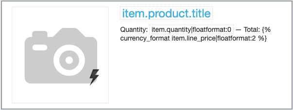 Weergave van het standaard blok voor dynamische content in de e-mailtemplate-editor