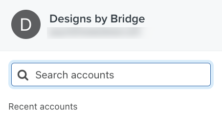 account dropdown met de nieuwe organisatienaam