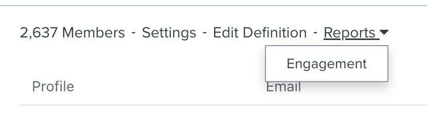 Rapporten dropdown met de betrokkenheid rapport optie getoond