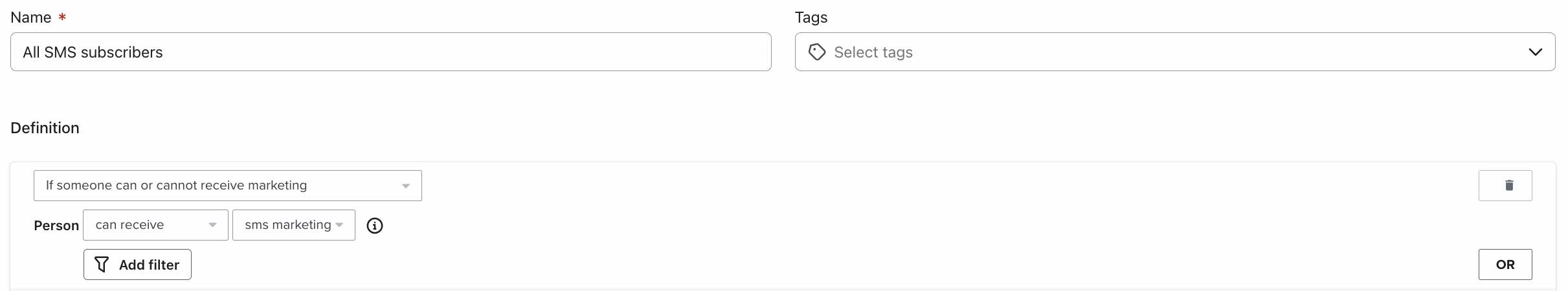 De all sms abonnee bevat 1 voorwaarde: iemand kan sms-marketing ontvangen