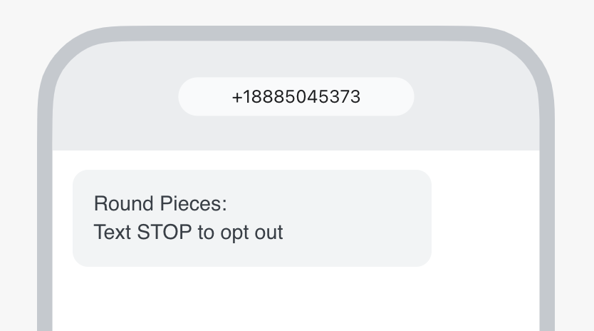 Voorbeeld van een tekstbericht met een organisatorisch voorvoegsel