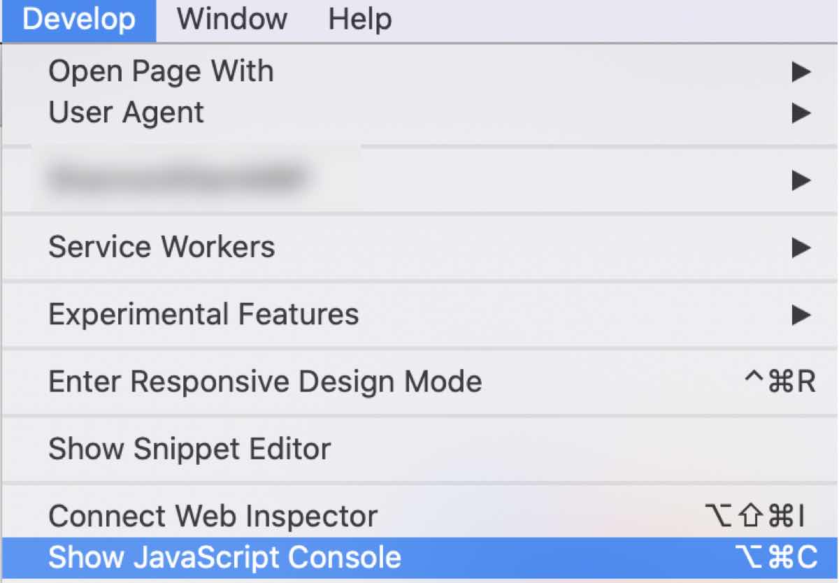 De ontwikkelaarsconsole van Safari openen