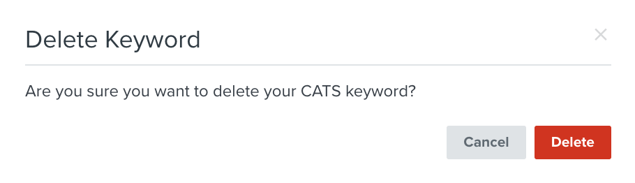 Bericht om te bevestigen dat je een keyword