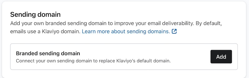 Optie om een e-maildomein van een merk in te stellen door op inschakelen te klikken