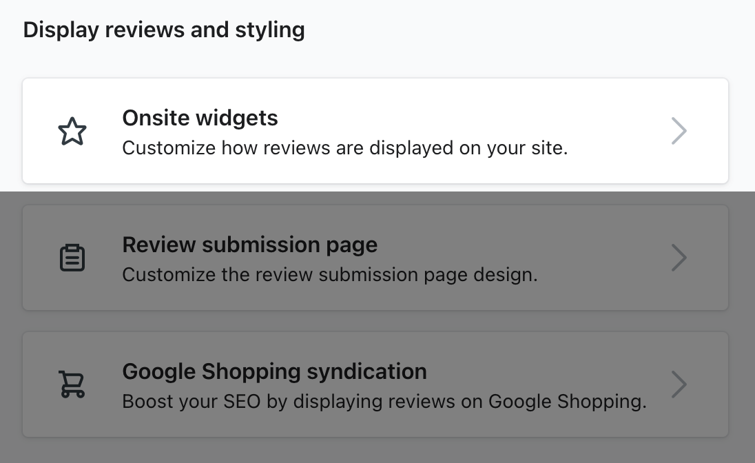 De onsite widget instellingenkaart
