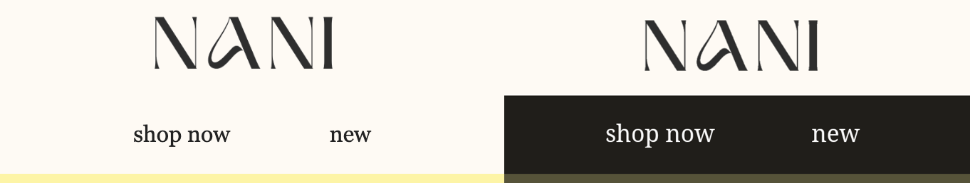 Nani headers op lichte en donkere achtergronden