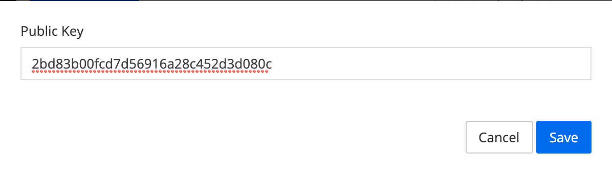 Openbare sleutel instellen in Shift4Shop met de knop Opslaan met blauwe achtergrond