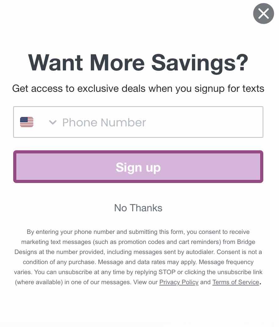 Voorbeeld van een fly-out formulier voor support
