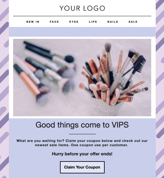 Voorbeeld van een campagne met een duidelijke, flash sale CTA bovenaan de e-mail