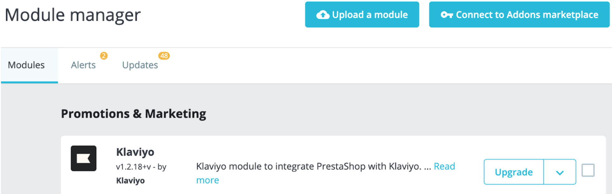 Klaviyo module upgraden in PrestaShop