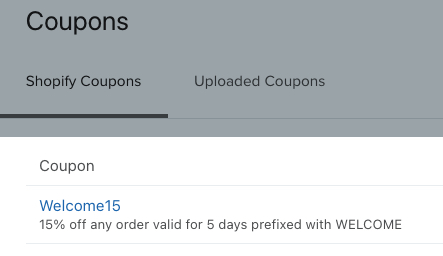 Kolumna kupon została podświetlona, aby pokazać przykładowy klucz kupon na karcie kupon.