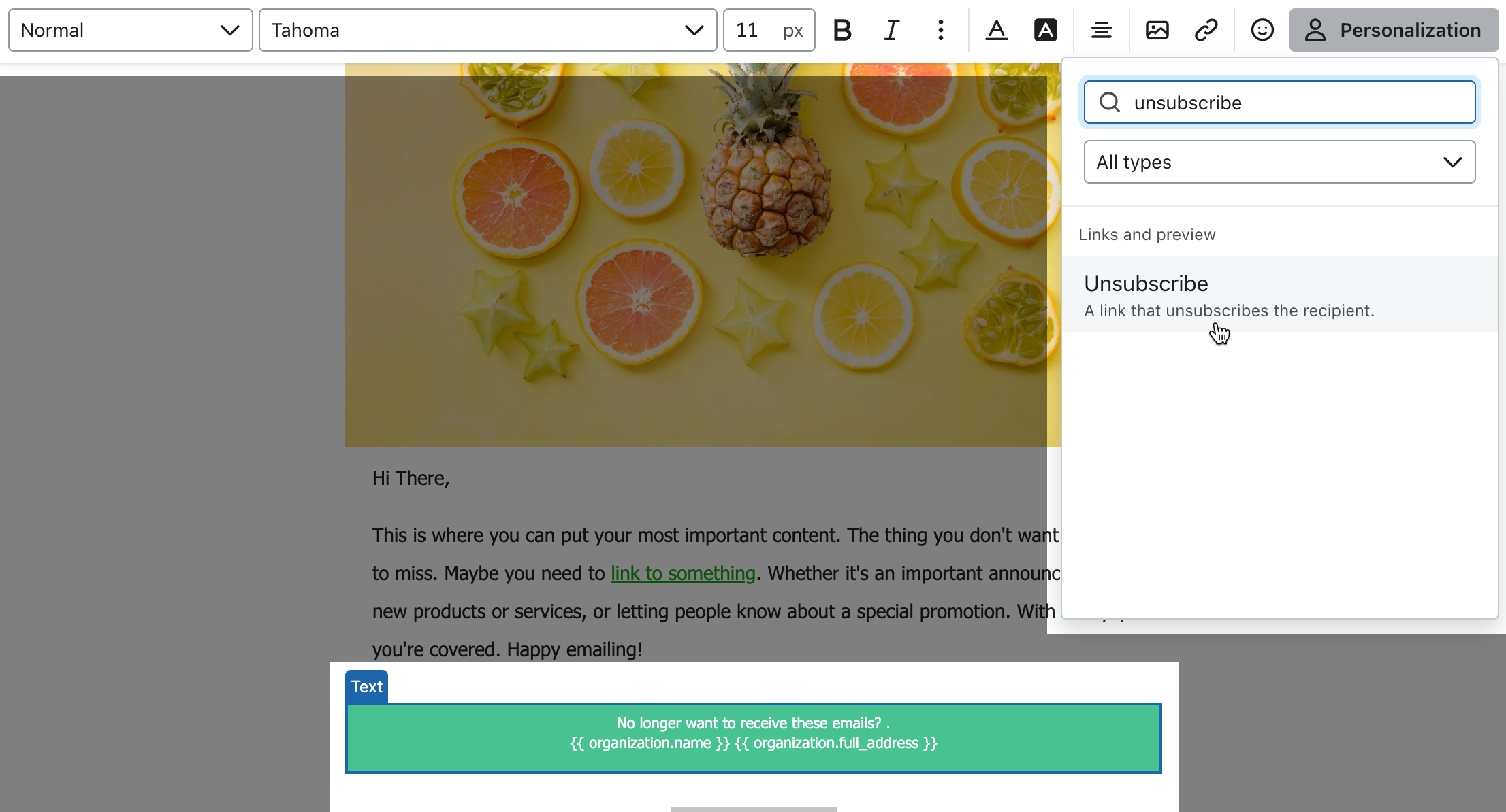 Opcja menu wycofać subskrypcję