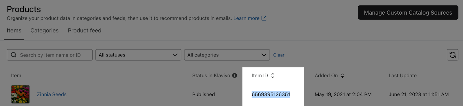 Kolumna ID artykułu na karcie produktu recenzji