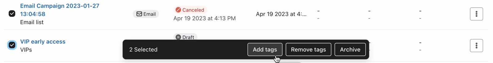 Dodaj znacznik do kampanie