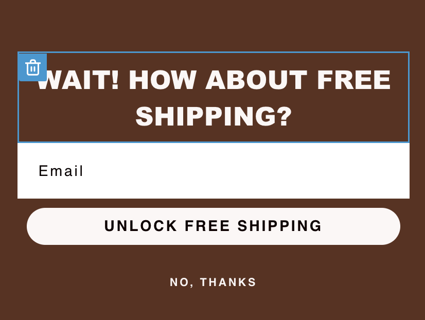 Po najechaniu myszą na blok tekstu w podglądzie przykładowego formularza widoczna jest ikona kosza na śmieci.