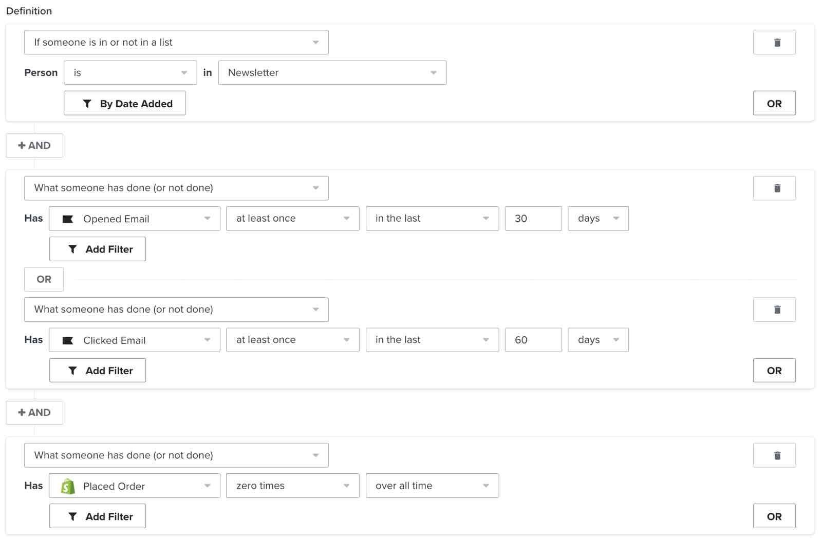 segment klientów, którzy czasami otwierają lub klikają Twoją wiadomość e-mail, ale jeszcze nie dokonali zakupu