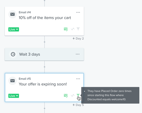 Een extra filter instellen zodat alleen klanten die de coupon niet hebben gebruikt een herinneringsmail ontvangen