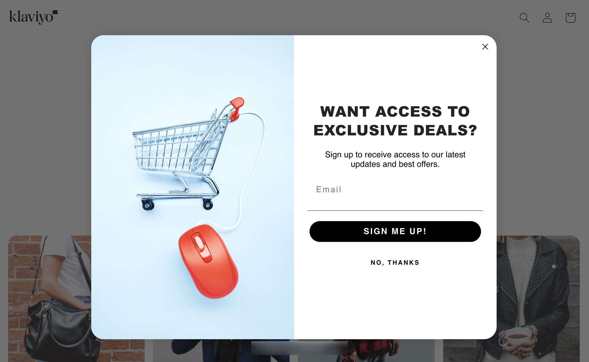 Ett exempel på ett popup-formulär som publicerats och visas på en webbplats.