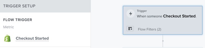 Trigger mättal visas i flödesbyggarens vänstra sidofält efter att du har klickat på triggern.