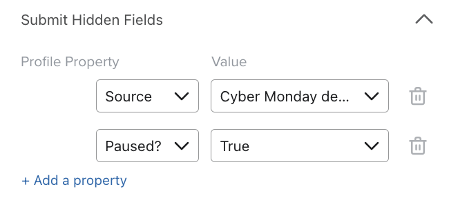 Lägga till en dold profilegenskaper till knappen