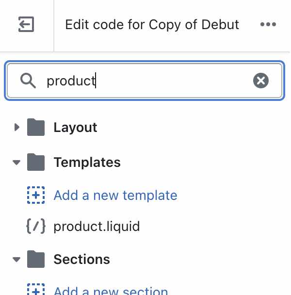 Söka efter innehållet på produktsidan
